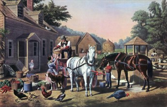 'Preparing for Market', 1856.Artist: Currier and Ives