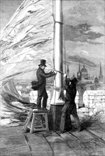 Hoisting the Royal Standard at the Tower of London, 1856. Artist: Unknown