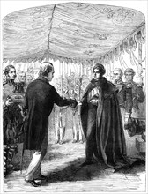 Sir Walter Scott presenting the Cross of St Andrew to King George IV, 1822. Artist: Unknown