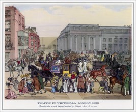 'Traffic in Whitehall, London', 1829. Artist: Unknown