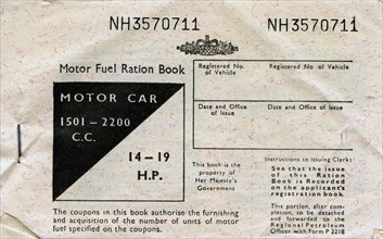 Motor fuel ration book, c1950s. Artist: Unknown