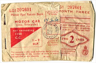 Motor fuel ration book, 1957. Artist: Unknown