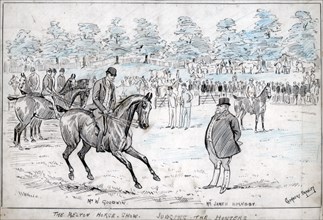 The Melton horse show, judging the hunters, c1880-1940.Artist: Cuthbert Bradley