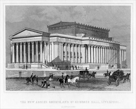 The New Assize Courts, and St George's Hall, Liverpool, Lancashire, 19th century.Artist: Thomas Tallis