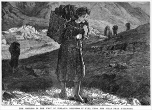 The Distress in the West Ireland: Bringing in Fuel from the Hills near Kylemore, 19th century. Artist: Unknown