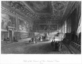 Hall of the Council of 'Five Hundred', Venice, Italy, 19th century.Artist: E Challis