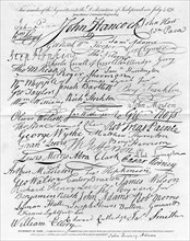 Facsimile of the Signatures to the Declaration of Independence, 4 July 1776. Artist: Unknown