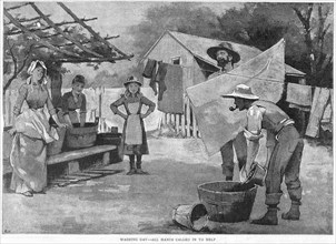 'Washing Day - All Hands Called In To Help', 1889. Artist: Unknown