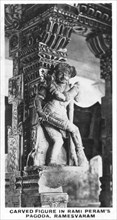 Carved figure in Rami Peram's Pagoda, Ramesvaram, India, c1925. Artist: Unknown