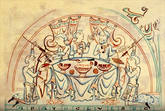 A banquet, 11th century (1892). Artist: Unknown