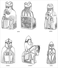 Bone chessmen of Scandinavian design, 12th or 13th century, (1892). Artist: Unknown