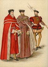 Two peers in their robes, and a halberdier, 16th century (1893). Artist: Unknown