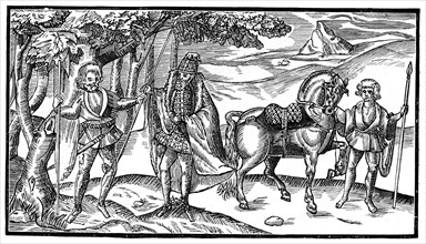 An Irish chief and his attendants, 1581, (1893). Artist: Unknown