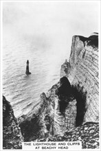 The lighthouse and cliffs at Beachy Head, 1936. Artist: Unknown