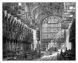 St George's Chapel, Windsor, Showing Royal Gallery & Altar. Artist: Unknown
