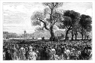 Great demonstration at the Reformers Tree in Hyde Park, London, mid 19th century. Artist: Unknown