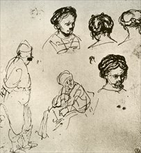 A page of sketches, 1913.Artist: Rembrandt Harmensz van Rijn