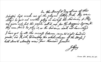 Part of a letter from John Gay to Dean Swift, c1728, (1840).Artist: John Gay