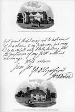 A letter by John Howard, and a view of his residence at Cardington, mid-late 18th century, (1840). Artist: John Howard
