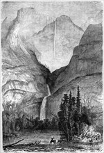 'Yosemite Falls', California, 19th century.Artist: Paul Huet