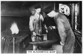 The blacksmith's shop on board the battleship HMS 'Nelson', 1937. Artist: Unknown