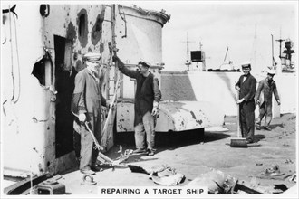 Repairing a target ship, 1937. Artist: Unknown