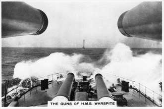 The guns of the battleship HMS 'Warspite', 1937. Artist: Unknown