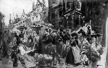 'A Street in Alsace', 19th century, (1930).Artist: Constantin Guys