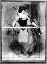 'Lady at a Balcony', 19th century, (1930).Artist: Constantin Guys