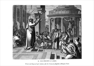 Paul preaching at Athens, 1843.Artist: J Jackson