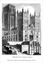 North west view of Durham Cathedral, 1843. Artist: J Jackson