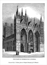 West front of Peterborough Cathedral, 1843. Artist: J Jackson