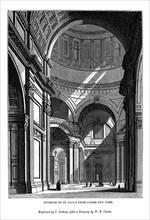 Interior of St Paul's from under the dome, 1843. Artist: J Jackson