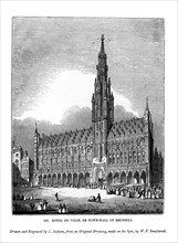 Hotel de Ville, or town hall of Brussels, 1843. Artist: J Jackson