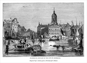 Stadthouse and part of the city of Amsterdam, 1843. Artist: J Jackson