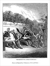 Preparation for a Roman horse race, 1843. Artist: J Jackson