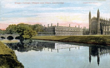 King's College, King's College Chapel and Clare College, Cambridge, early 20th century. Artist: Unknown