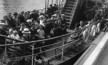 Passengers on board a boat, Bournemouth, Dorset, 1921. Artist: Unknown