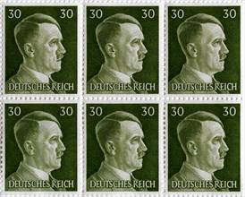 Set of postage stamps featuring Adolf Hitler (1889-1945), 1941-1942. Artist: Unknown