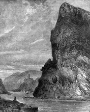 Loreley rock, near St Goarshausen, Germany, 19th century. Artist: Richard Principal Leitch