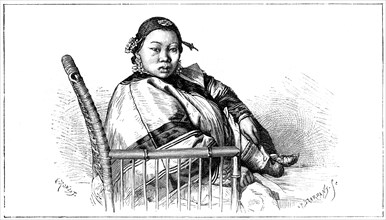 Woman with bound feet, China, 19th century. Artist: E Ronjat