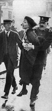 Mrs Pankhurst, arrested outside Buckingham Palace, London, 1914, (1935). Artist: Unknown
