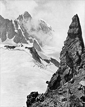 Mont Maudit as seen from the Aiguille Marbrees, the Alps, early 20th century. Artist: Unknown
