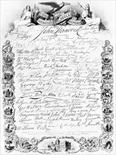 The signatures to the American Declaration of Independence, c1776, (c1920). Artist: Unknown