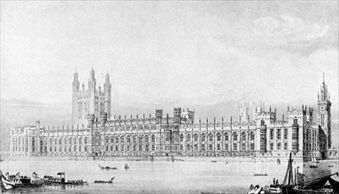 One of Barry's design for the new Houses of Parliament, 21 May 1836, (c1920).Artist: Sir Charles Barry