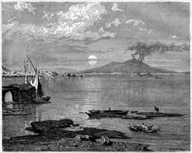 Naples and Mount Vesuvius, from Pausilippe, Italy, 19th century. Artist: Unknown