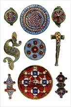 Romano-British enamelled ornaments, 1st- 2nd century AD. Artist: Unknown
