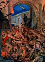 The last feast of Robert De Comines' men at Durham, 1069, (c1920).Artist: Richard Caton Woodville II