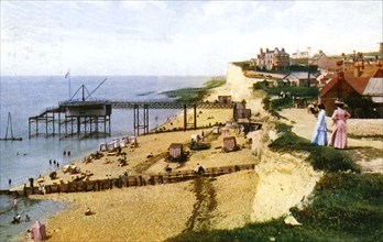 Rottingdean beach, East Sussex, looking west, c1900s-1920s. Artist: Unknown