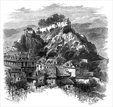 The castle of Lourdes, France, 19th century.Artist: Whymper